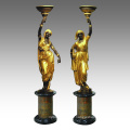 Candleholder Statue Arab Lady Candlestick Bronze Sculpture TPE-120&121 / 120L&121L